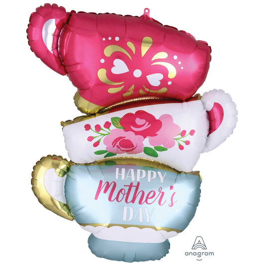 SuperShape XL Happy Mother's Day Satin Infused Teacups