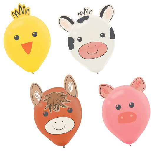 Barnyard Birthday 30cm Latex Balloons Decorating Kit (Pack of 6)