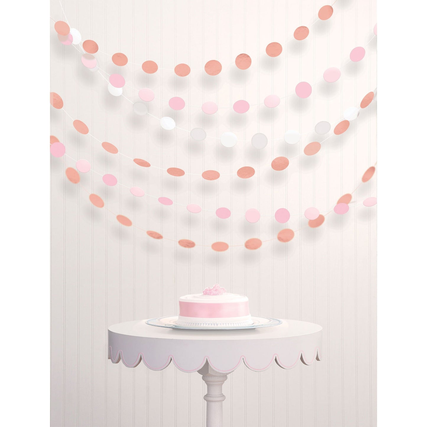 Rose Gold & Blush String Decorations Round Paper & Foil