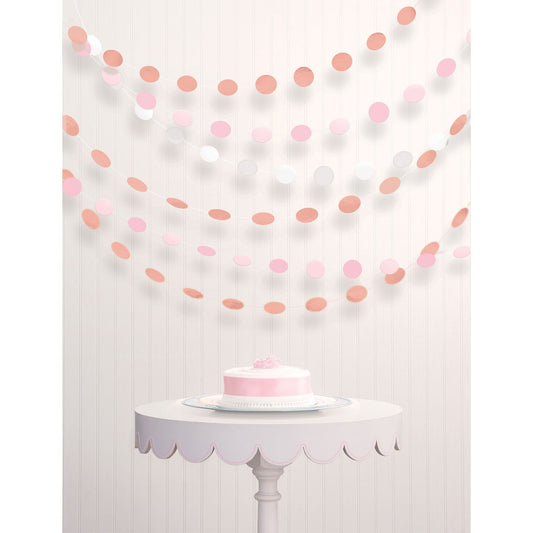 Rose Gold & Blush String Decorations Round Paper & Foil