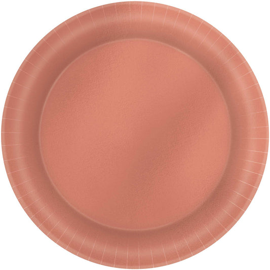 Metallic 17cm Rose Gold Round Paper Plates