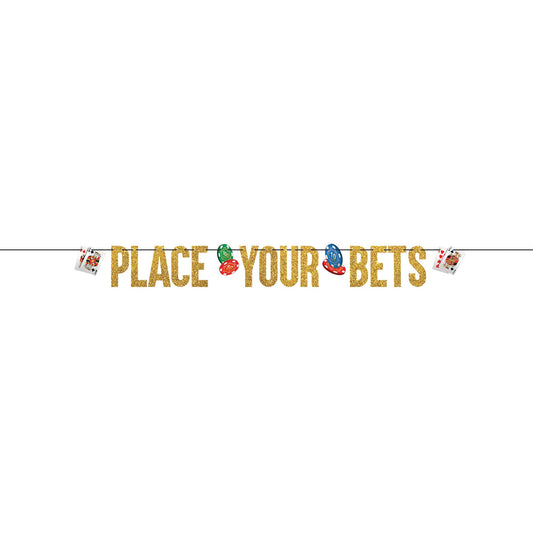 Roll The Dice Casino Ribbon Glittered Letter Banner Place Your Bets