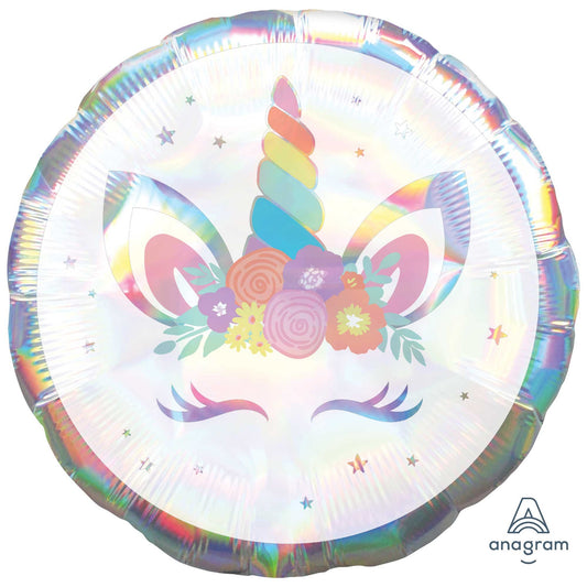 45cm Standard Holographic Unicorn Party Iridescent Balloon