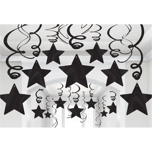 Shooting Stars Plastic Mega Value Pack Swirl Decorations - Jet Black