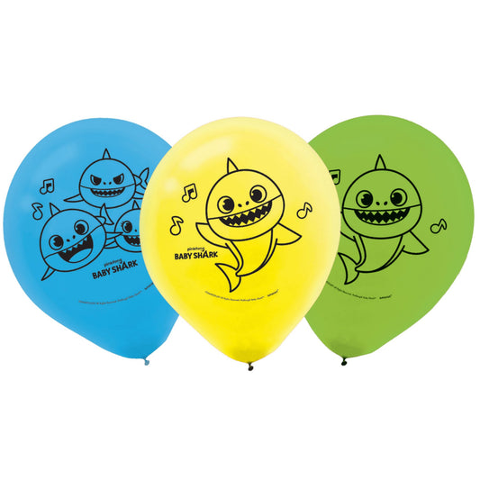 Baby Shark 30cm Latex Party Balloons (Pack of 6)