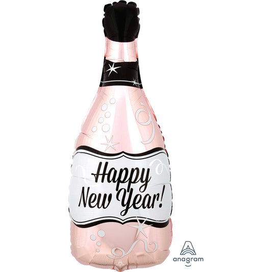 Standard Shape XL Happy New Year Rose Gold Bubbly Bottle