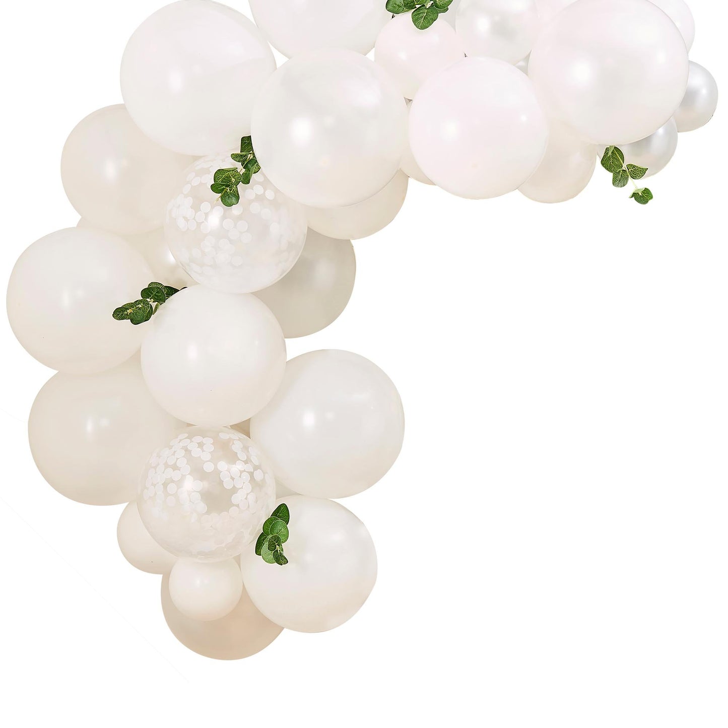 Botanical Baby Mini White Balloon Arch With Foliage