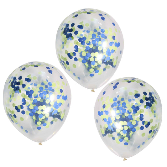 Roar Green And Blue Confetti 30cm Balloons