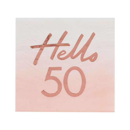 Mix It Up Rose Gold Foiled Watercolour Napkins Hello 50