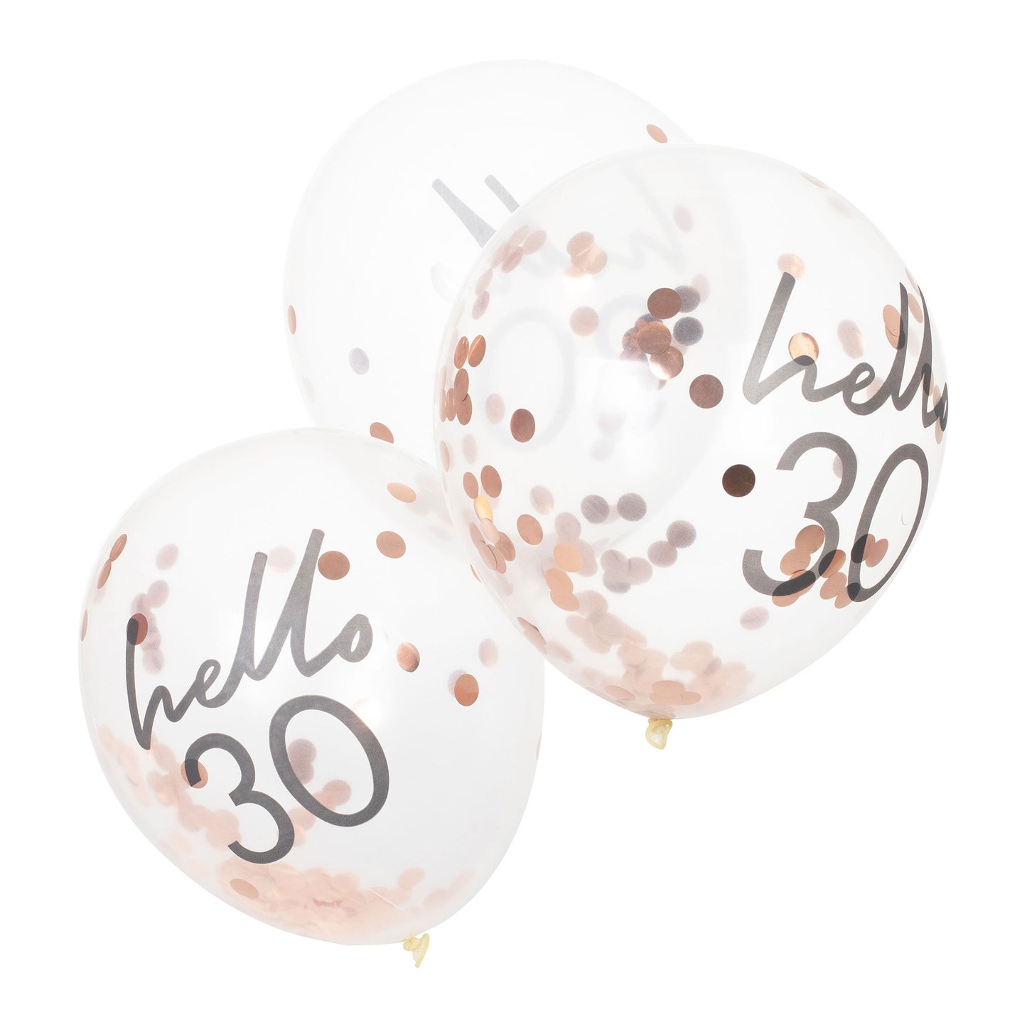 Mix It Up Rose Gold Confetti Filled 'Hello 30' 30cm Balloons