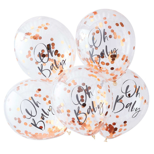 Twinkle Twinkle Confetti 30cm Balloons Oh Baby Rose Gold