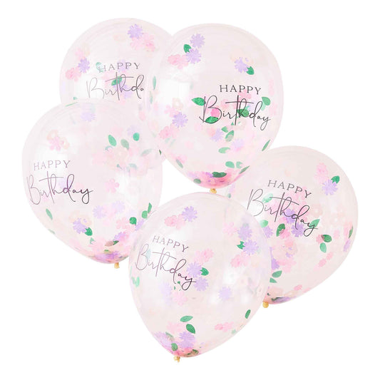 Lets Par Tea 30cm Balloons Confetti Happy Birthday