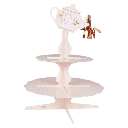 Lets Par Tea Cake Stand Floral Tea Pot