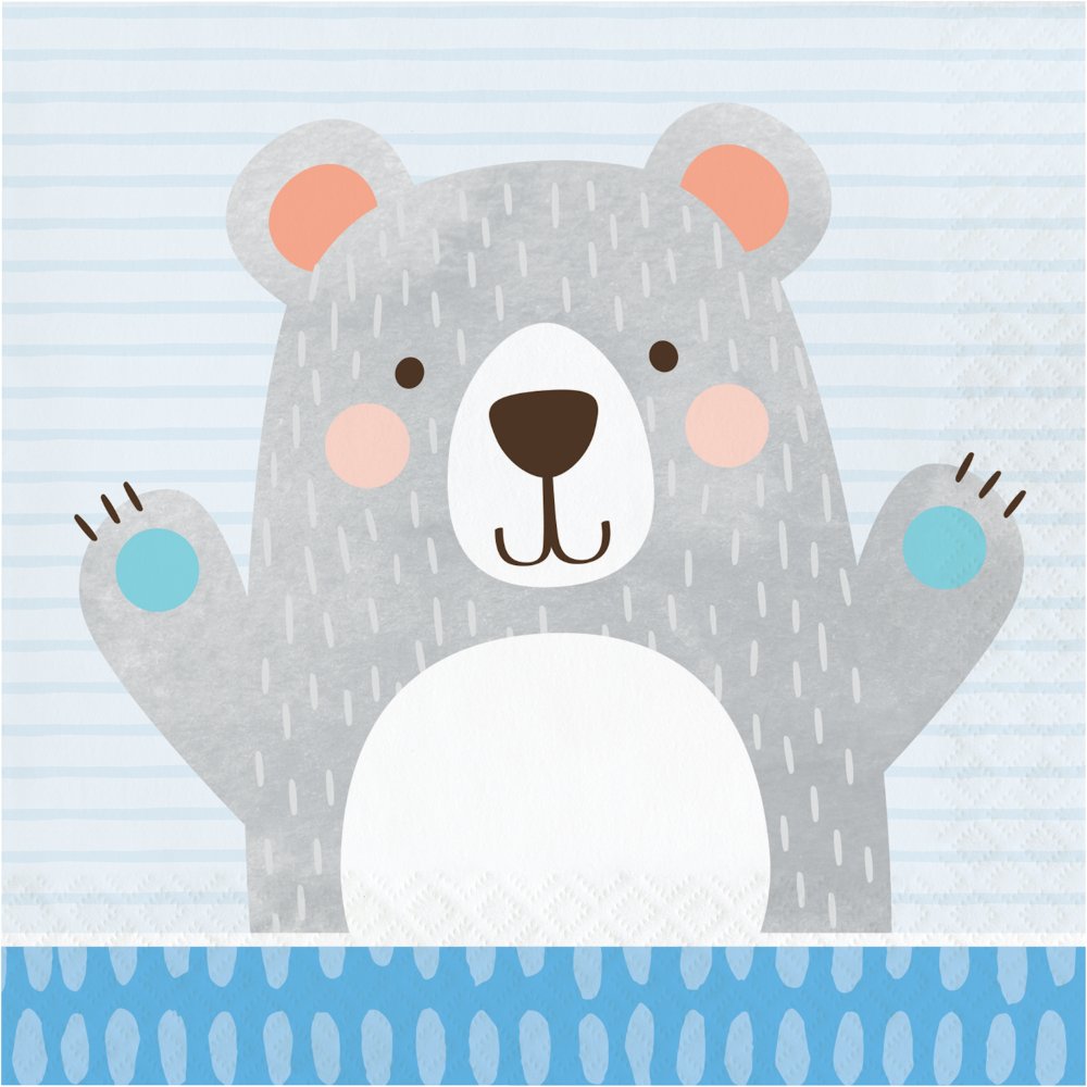 1st Birthday Bear Lunch Party Napkins (Pack of 16)