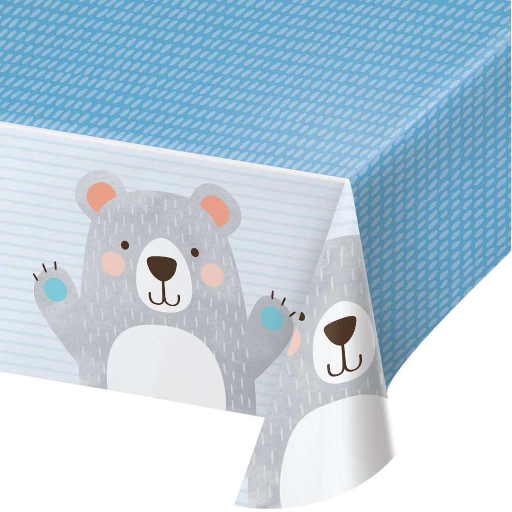 1st Birthday Bear Tablecover Plastic All Over Print