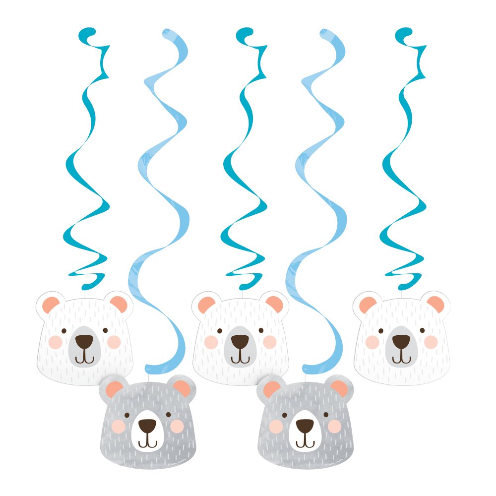 1st Birthday Bear Dizzy Danglers Hanging Swirls (Pack of 5)