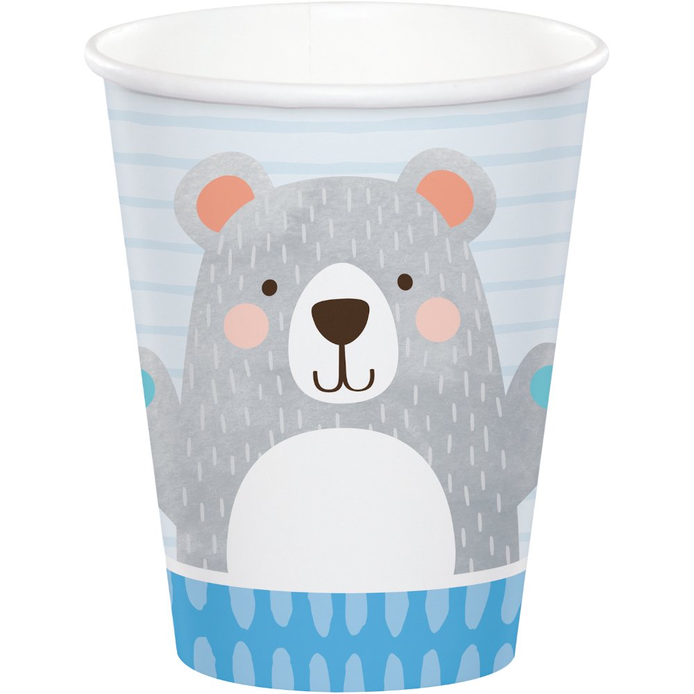 1st Birthday Bear Cups Paper 266ml (Pack of 8)