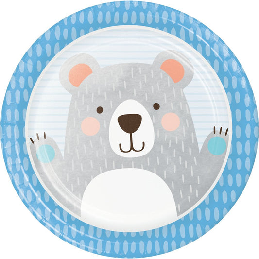 1st Birthday Bear Dinner Plates Paper 22cm (Pack of 8)