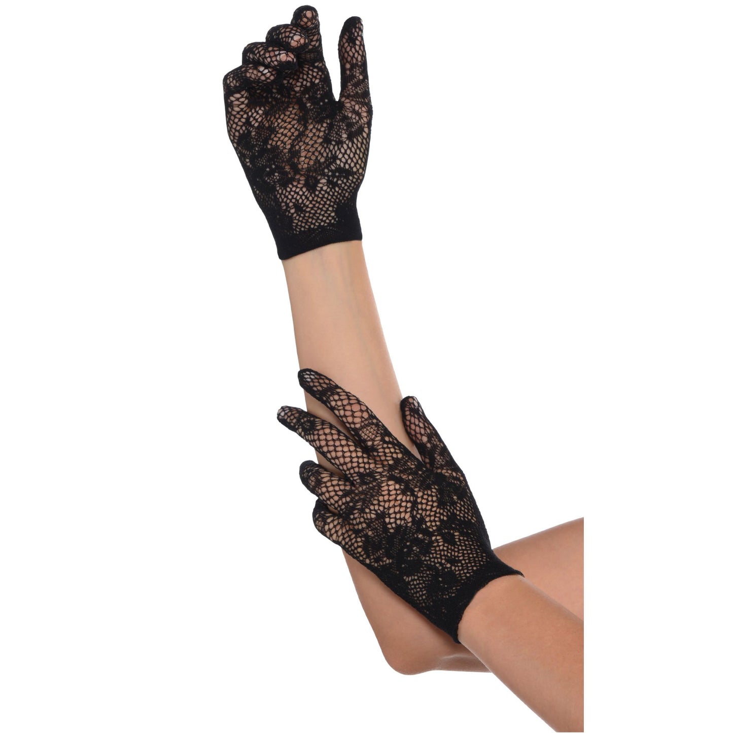 Floral Net Black Gloves