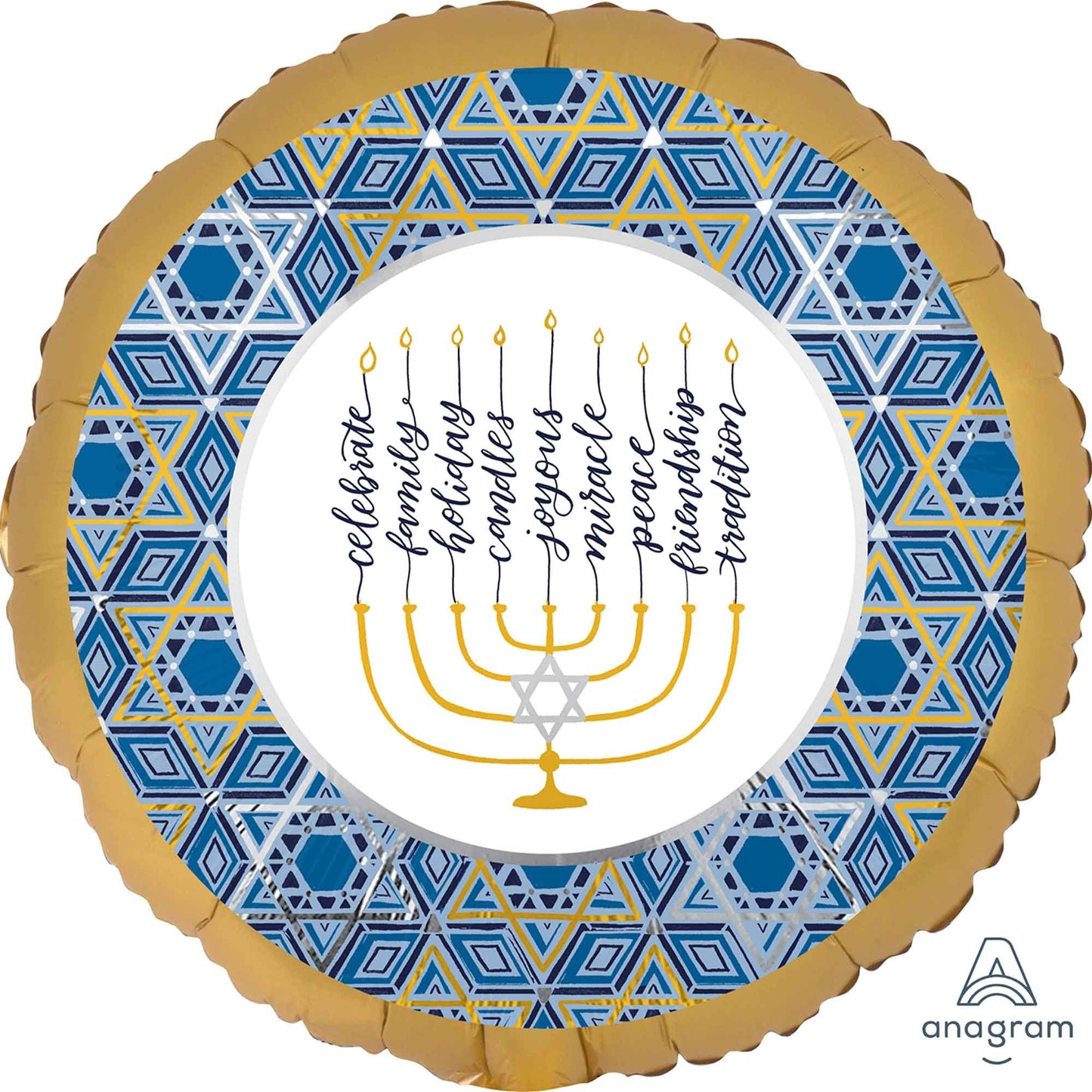 45cm Standard XL Hanukkah Festival of Lights Satin Infused