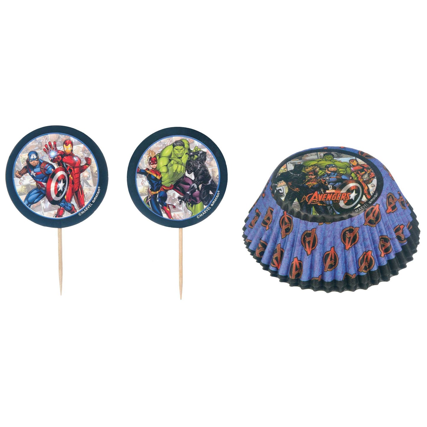 Marvel Avengers Powers Unite Cupcake Cases & Picks Set