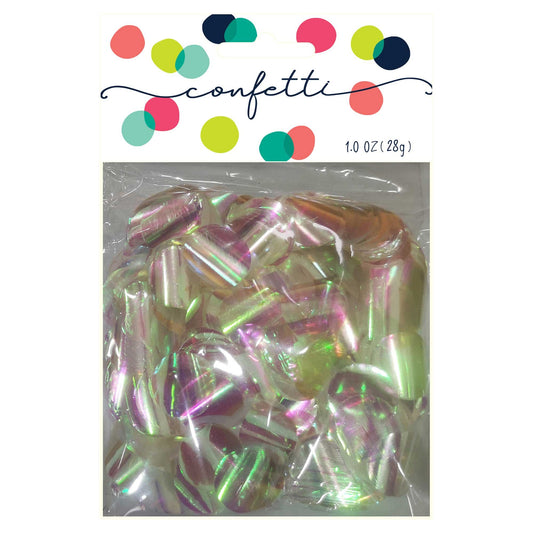 Confetti Circles Metallic White 2cm Iridescent 28g