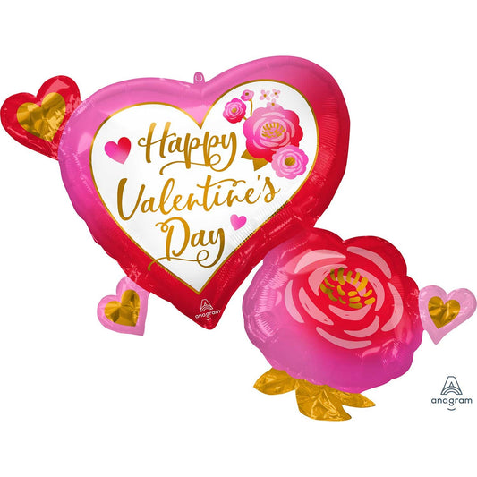 SuperShape XL Happy Valentine's Day Heart & Roses