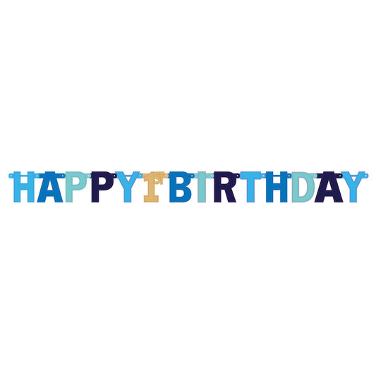 1st Birthday Blue Jumbo Foil Letter Party Banner