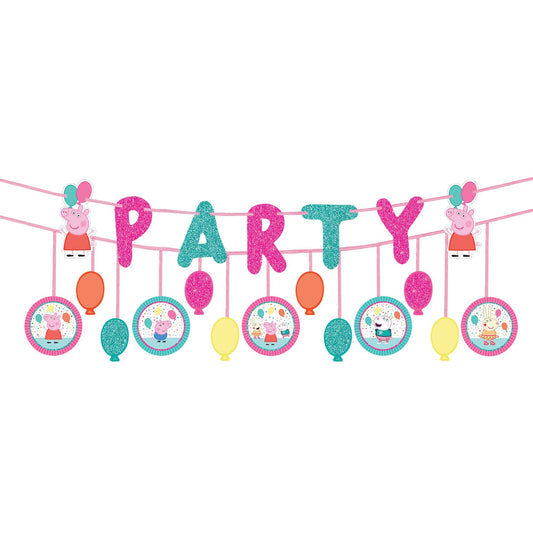 Peppa Pig Confetti Party Ribbon Banner Kit Glittered