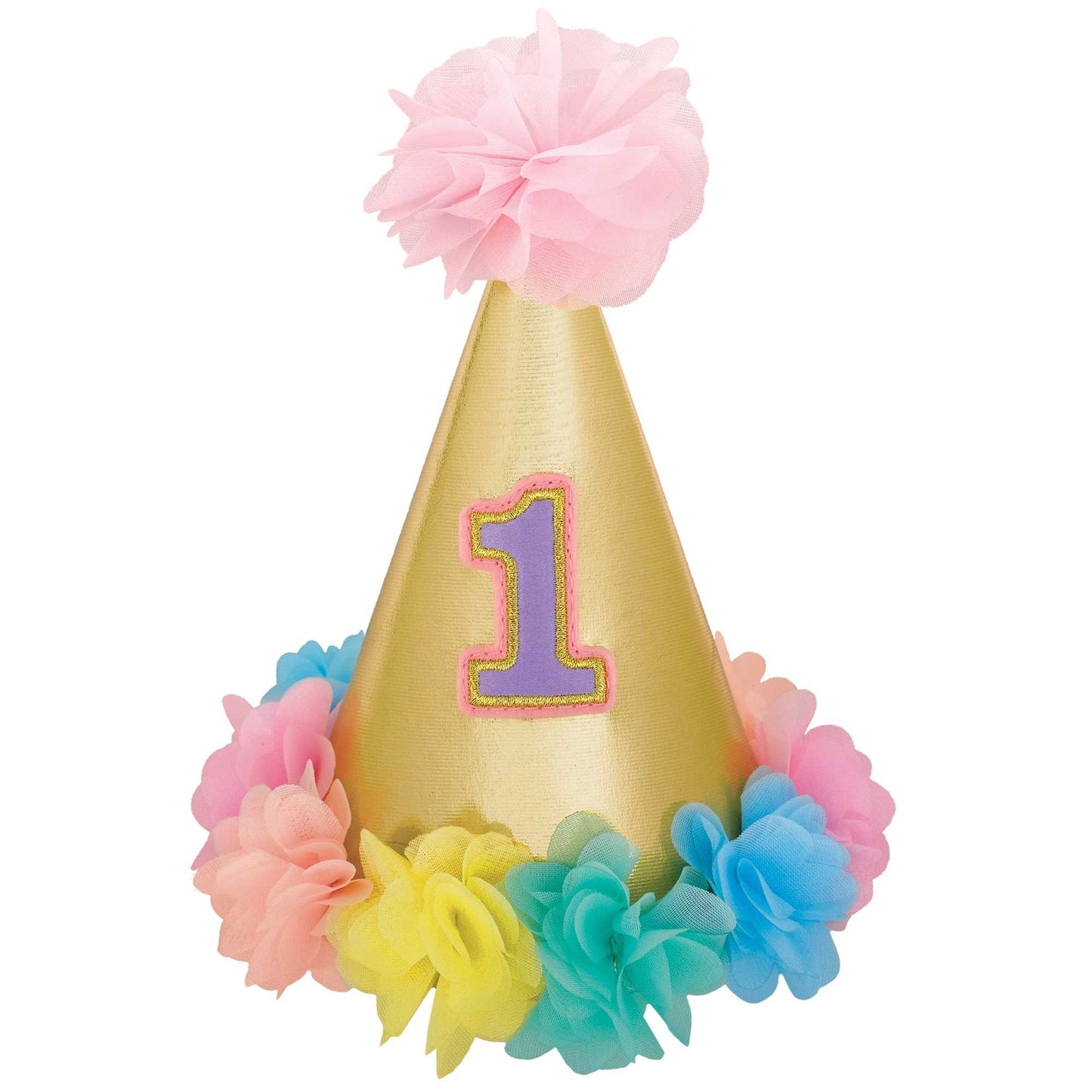 1st Birthday Girl Deluxe Glittered Cone Birthday Hat