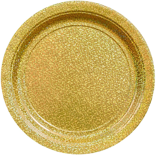 Prismatic 23cm Gold Round Paper Plates