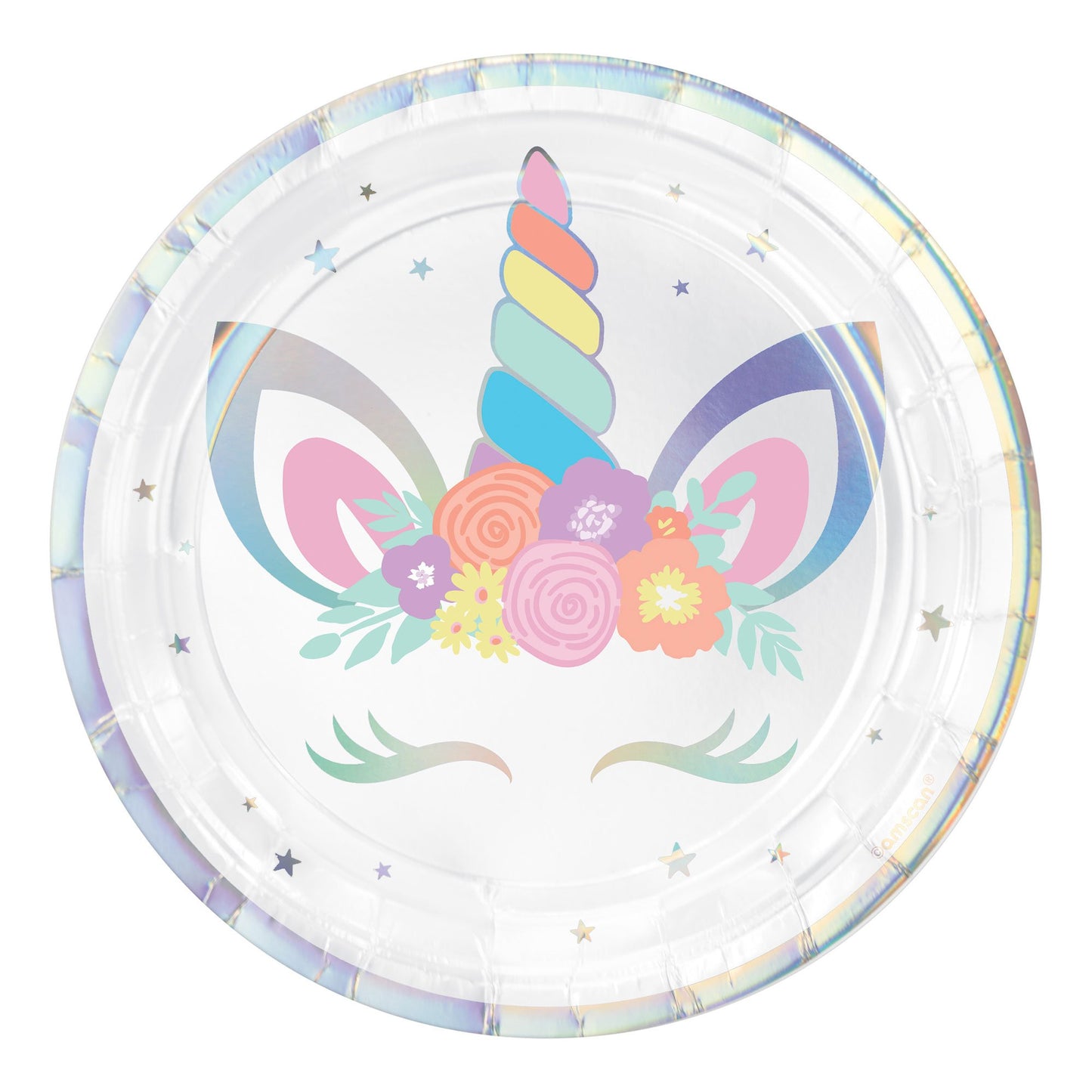 Unicorn Party Iridescent 17cm Round Paper Plates