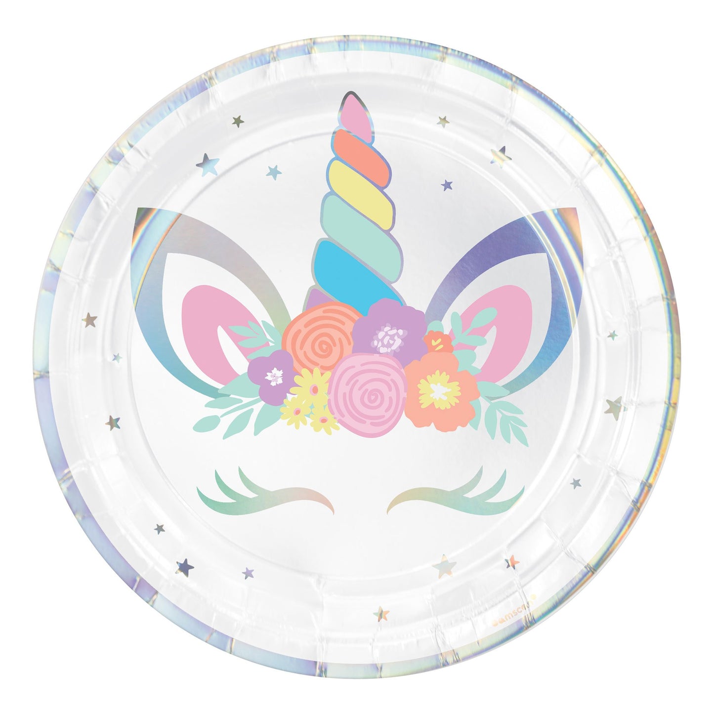 Unicorn Party Iridescent 23cm Round Paper Plates