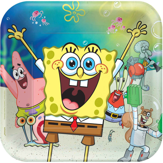 SpongeBob 23cm Square Paper Plates