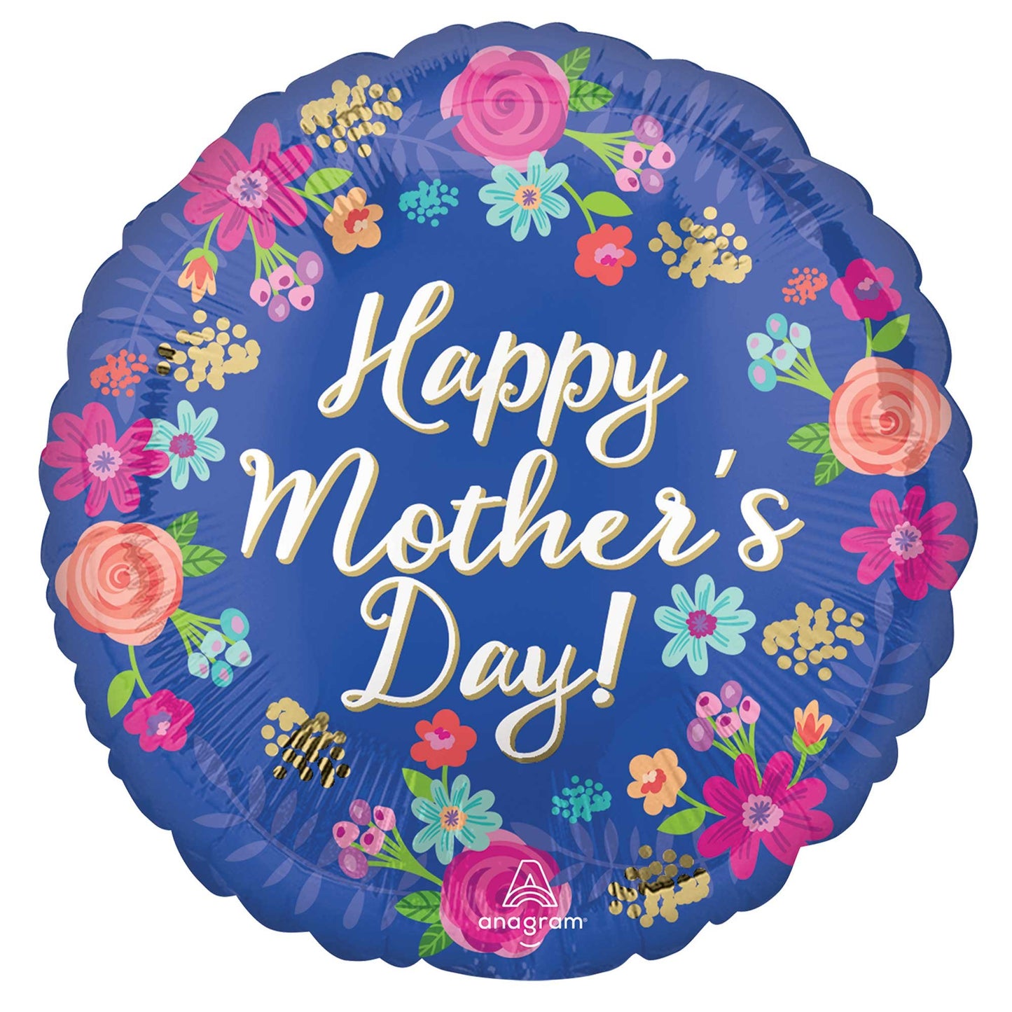 45cm Standard Happy Mother's Day Circled in Flowers Balloon