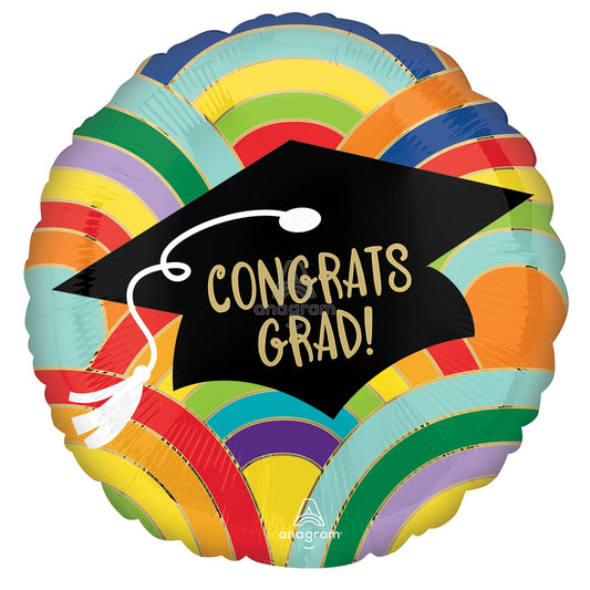 45cm Standard Congrats Grad Rainbows All Around Balloon