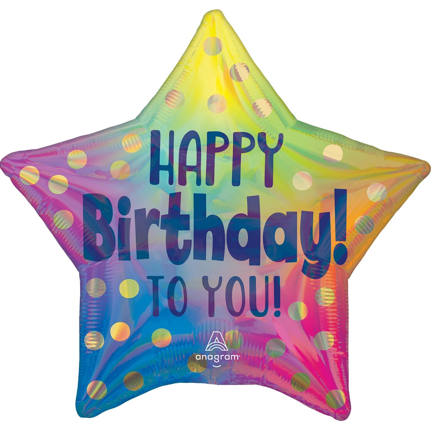 45cm Standard Happy Birthday To You Gold Dots Holographic Star