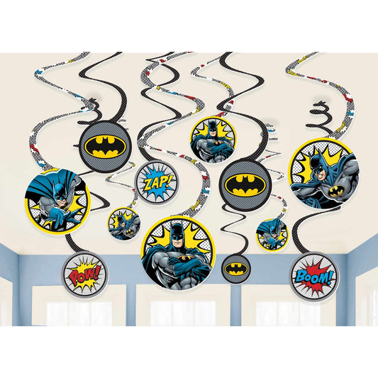 Batman Heroes Unite Spiral Swirls Hanging Decorations (Pack of 12)