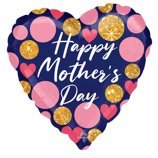 Jumbo HX Happy Mother's Day Navy & Glitter Dots