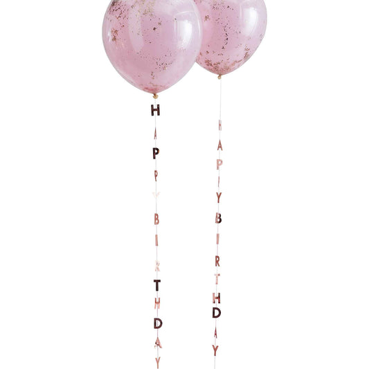 Mix It Up Balloon Tail Happy Birthday Rose Gold