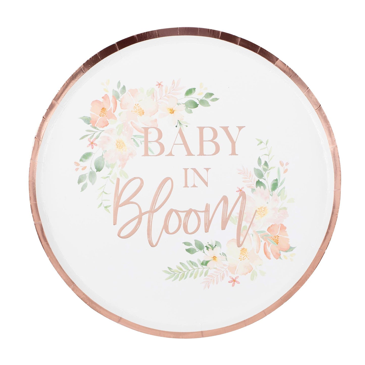 Baby in Bloom 24cm Paper Plates Foiled