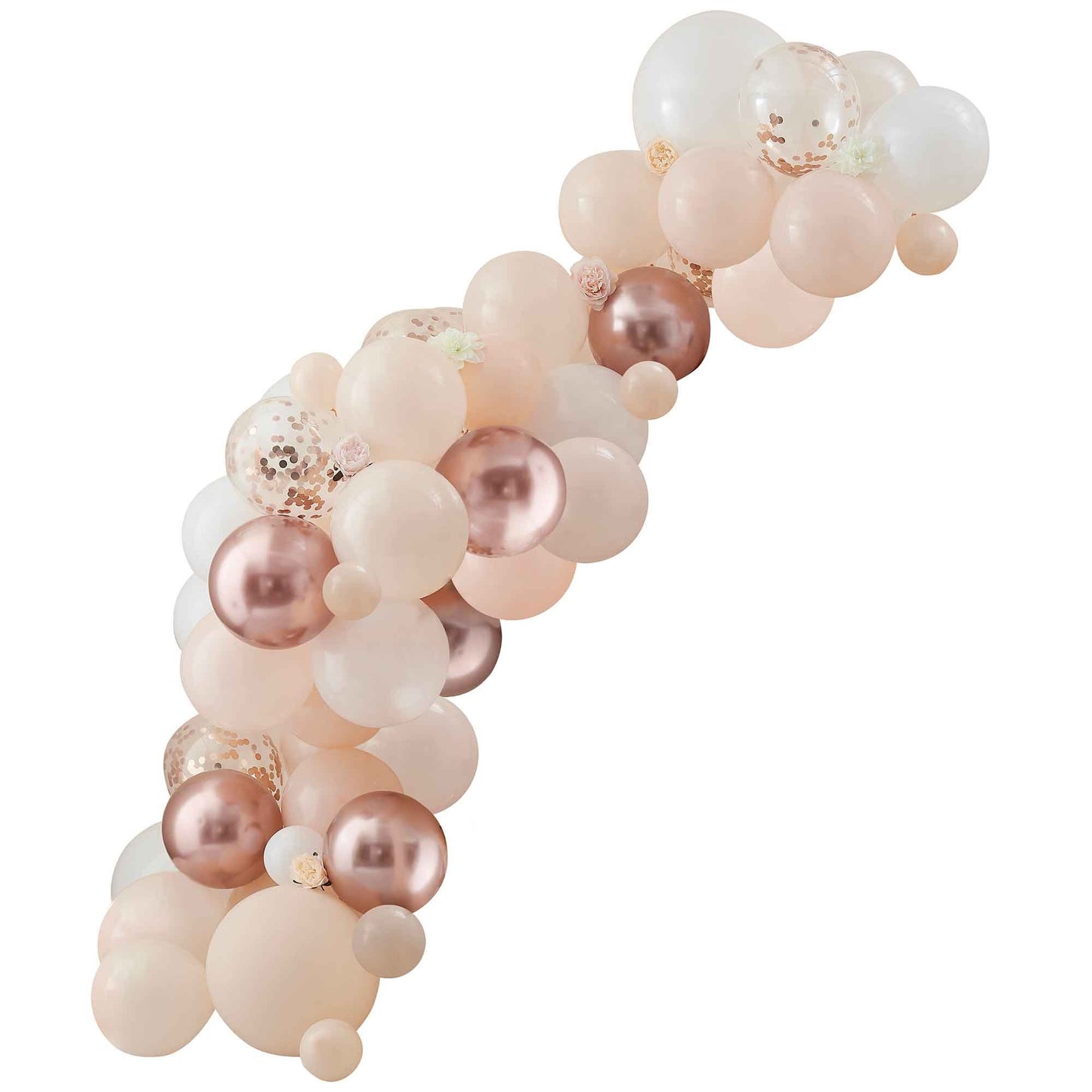 Baby In Bloom Peach White & Rose Gold Confetti Balloons