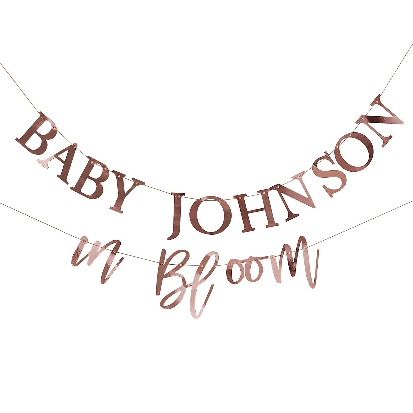 Baby in Bloom Customisable Banner Rose Gold Foiled