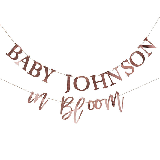 Baby in Bloom Customisable Banner Rose Gold Foiled