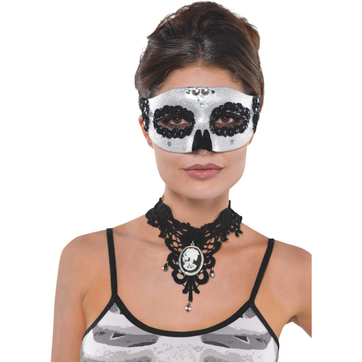 Venetian Skull Mask Black & Bone