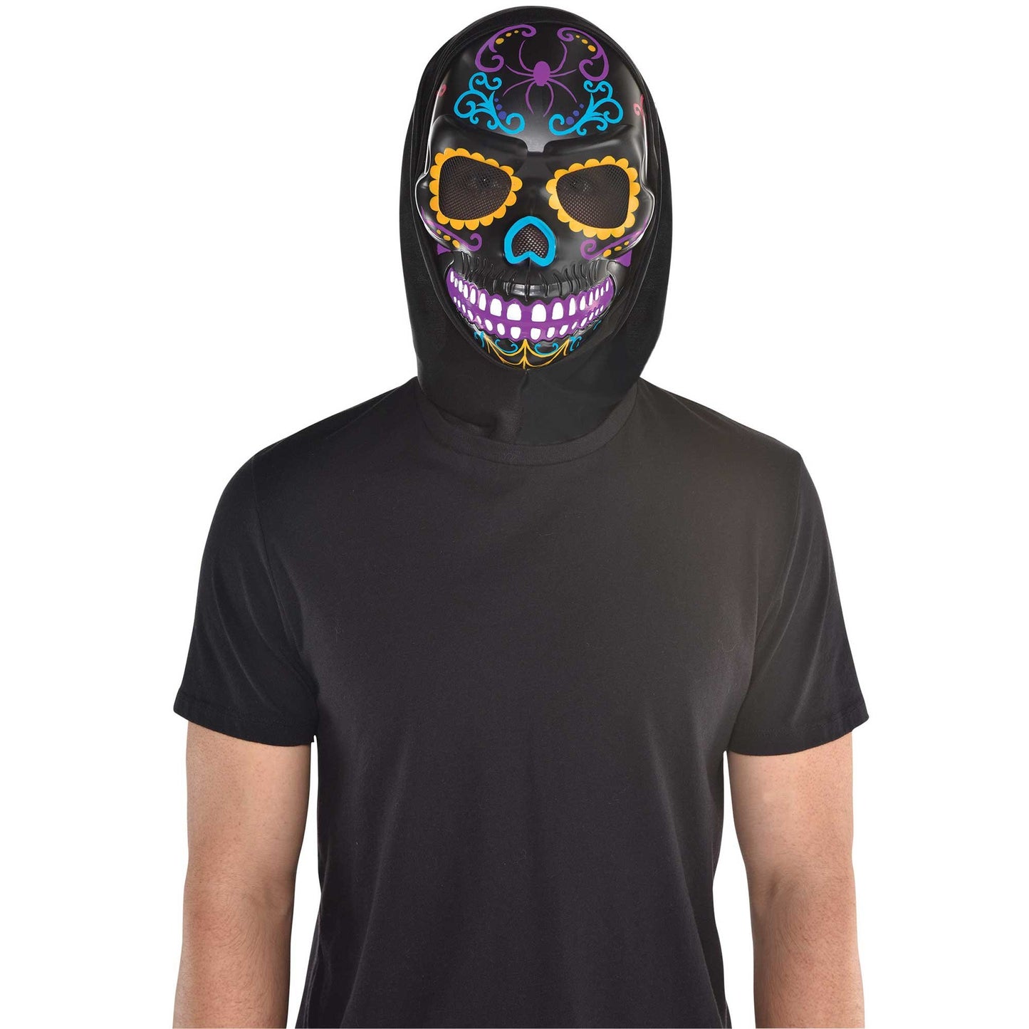 Day Of The Dead Neon & Black Sugar Skull Head Mask