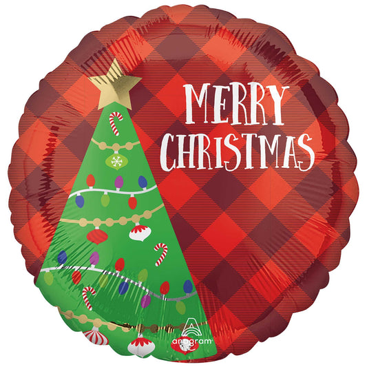 45cm Standard Festive Christmas Tree Plaid Balloon