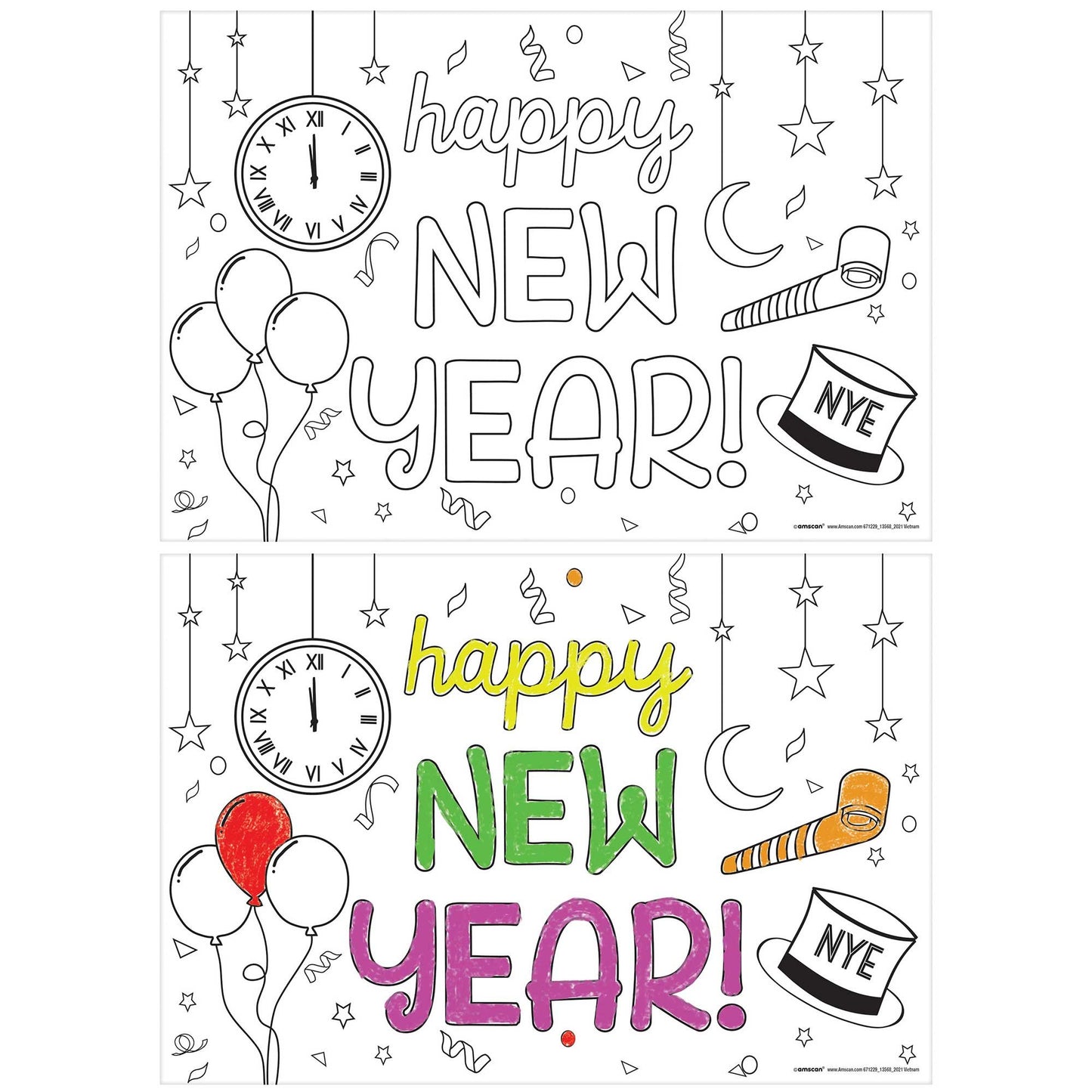 Happy New Year Colouring Activity Paper Placemats