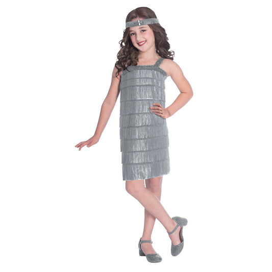 Costume Silver Flapper Girls 6-8 Years