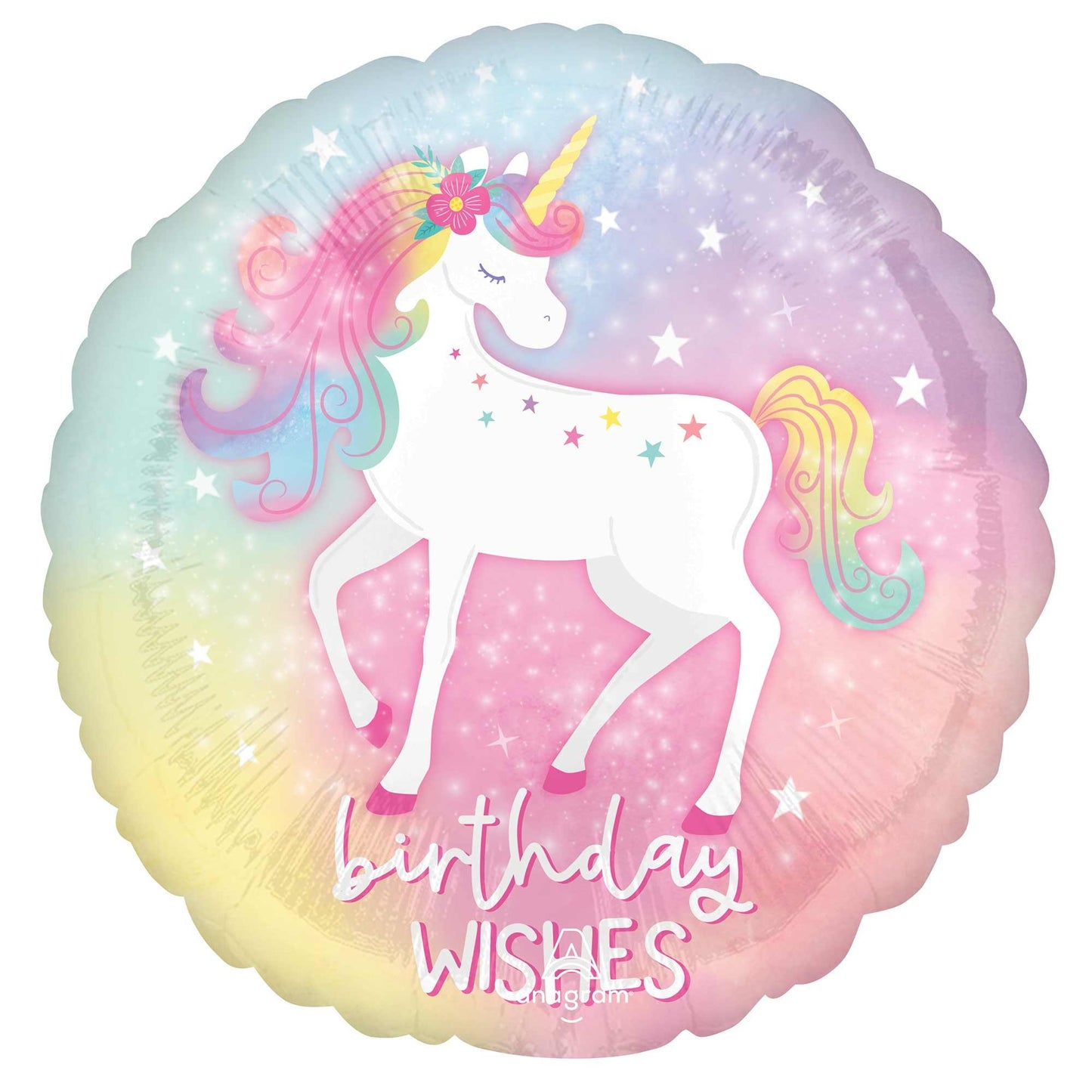 45cm Standard Enchanted Unicorn Birthday Wishes Balloon